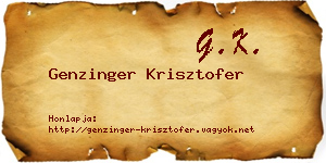 Genzinger Krisztofer névjegykártya